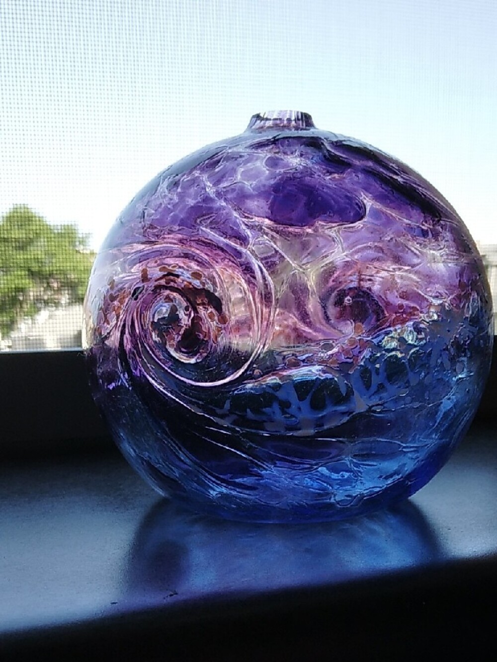 Vintage Kitras Van Glow "The Starry Nights" Handmade Glass Oil Lamp